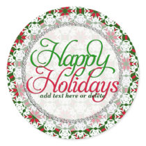 Red Star Ribbon Happy Holidays Gift label Sticker