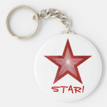Red Star 'STAR!' keychain white