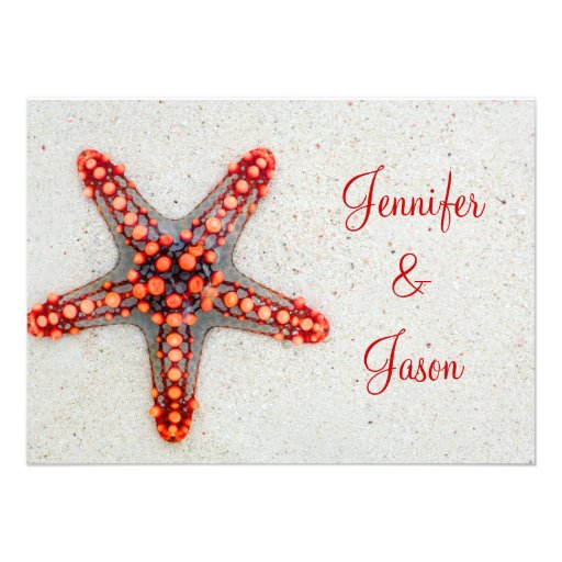 Red Starfish Beach Destination Wedding Invitations