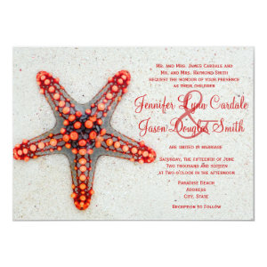 Red Starfish Beach Destination Wedding Invitations