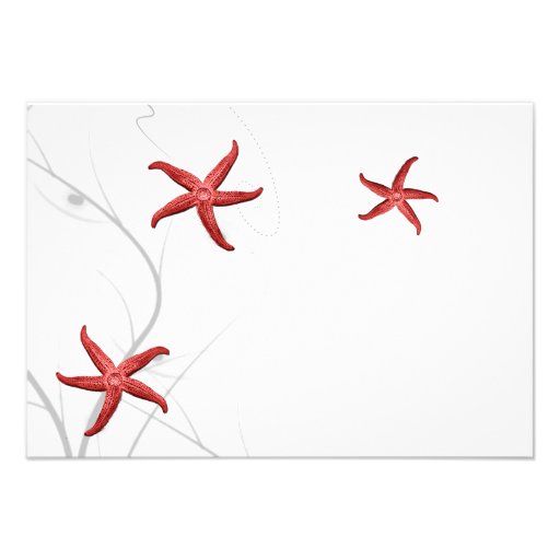 Red Starfish with Silver Coral Wedding Rehearsal Announcements