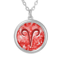 Red starry aries necklace