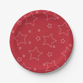 Red Stars 4th of July PartyPaper Plate 7 Inch Paper Plate