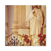 Red Statue of Christ with open palm showing stigma Fridge Magnets