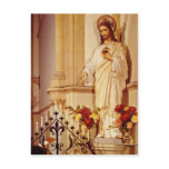 Red Statue of Christ with open palm showing stigma Postcard