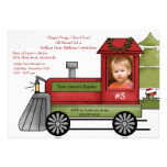 Red Steam Engine - Photo Holiday Birthday Party In Custom Invitations