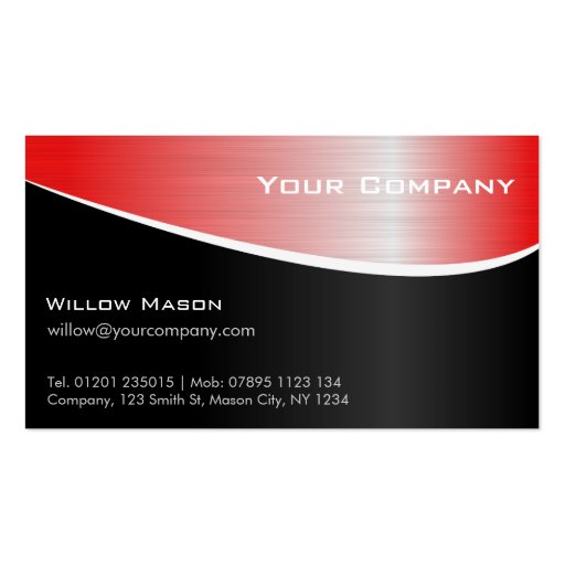 Red Steel Effect Professional Business Card (front side)