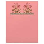 Red Stenciled Flower Design Pink Scrapbook Paper Custom Letterhead