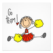 Red Stick Figure Cheerleader t-shirts and Gifts Custom Invitation