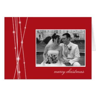 Red sticks & snow Christmas holiday photo greeting Greeting Cards