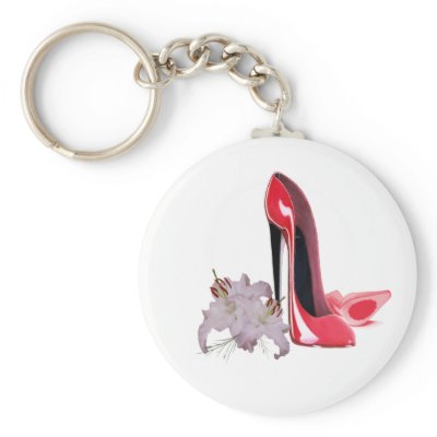 Red Stiletto Shoes and Lilies Keychain