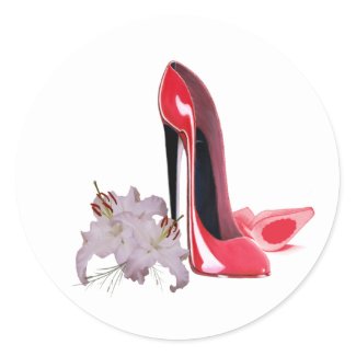 Red Stiletto Shoes and Tiger Lily Art Stickers