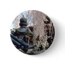 Red Stone lanterns, pink blossom, Nara, Sakura flo