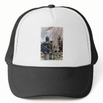 Red Stone lanterns, pink blossom, Nara, Sakura flo Mesh Hats