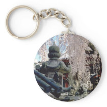 Red Stone lanterns, pink blossom, Nara, Sakura flo Key Chains