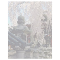 Red Stone lanterns, pink blossom, Nara, Sakura flo Personalized Letterhead