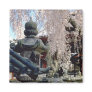 Red Stone lanterns, pink blossom, Nara, Sakura flo Fridge Magnets