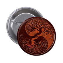 Red Stone Yin Yang Tree Buttons