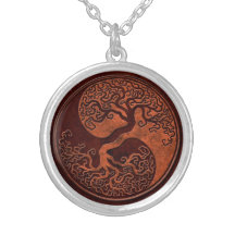 Red Stone Yin Yang Tree Custom Necklace