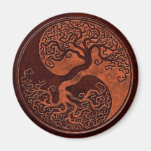 Red Stone Yin Yang Tree Fridge Magnet