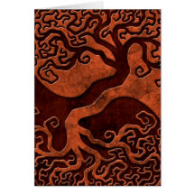 Red Stone Yin Yang Tree Greeting Card