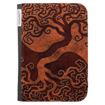 Red Stone Yin Yang Tree Kindle Keyboard Cases