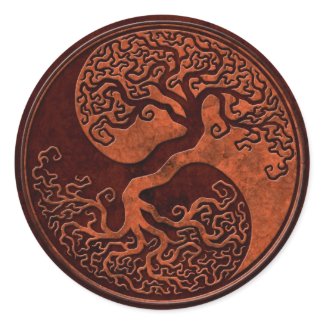 Red Stone Yin Yang Tree Sticker