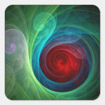 Red Storm Abstract Art Square Sticker