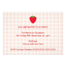 Red Strawberry on Gingham Check. Announcements