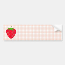 Red Strawberry on Gingham Check. Bumper Stickers