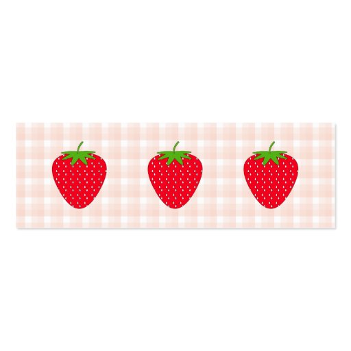 Red Strawberry on Gingham Check. Business Card Template (front side)