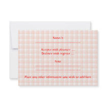 Red Strawberry on Gingham Check. Invites