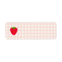 Red Strawberry on Gingham Check. Return Address Labels