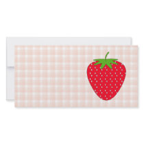 Red Strawberry on Gingham Check. Custom Photo Card