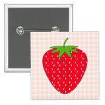 Red Strawberry on Gingham Check. Pins