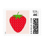 Red Strawberry on Gingham Check. Postage Stamp