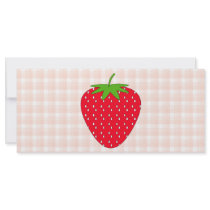 Red Strawberry on Gingham Check. Personalized Rack Card