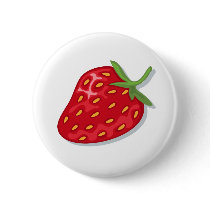 Red strawberry pinback button