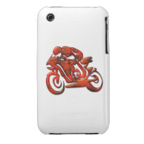 Red Streaks Embossed Motorcycle Racer Iphone 3 Case-mate Cases