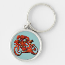 Red Streaks Embossed Motorcycle Racer Keychain