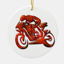 Red Streaks Embossed Motorcycle Racer Ornaments