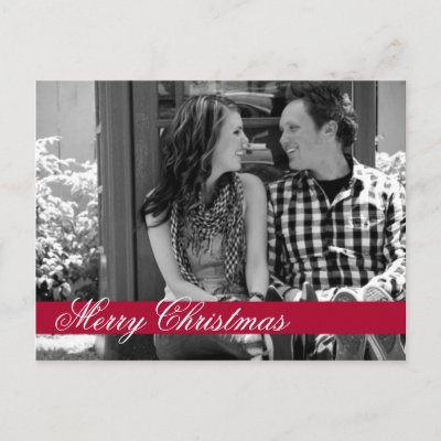 Red Strip Merry Christmas Holiday Post Card