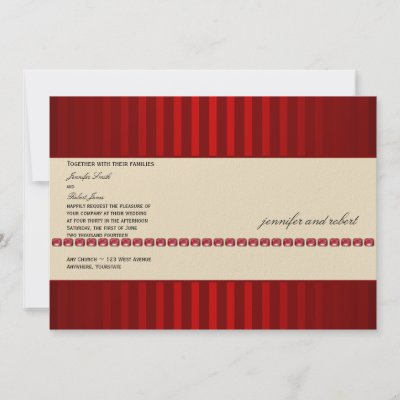 Red Stripe and Ivory Band with Rubies Wedding Custom Invitations by 