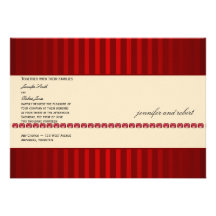 Red Stripe and Ivory Band with Rubies Wedding Custom Invitations