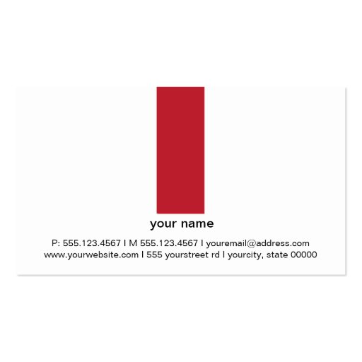 Red Stripe Black Tread Business Card (back side)