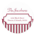 Red stripe frame Christmas holiday address label sticker