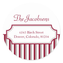 Red stripe frame Christmas holiday address label stickers by FidesDesign Red stripe frame Christmas holiday address label stickers