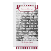 Red stripe vertical Christmas holiday greeting photo cards