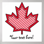 Red Striped  Applique Stitched Maple Leaf posters