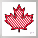 Red Striped  Applique Stitched Maple Leaf posters